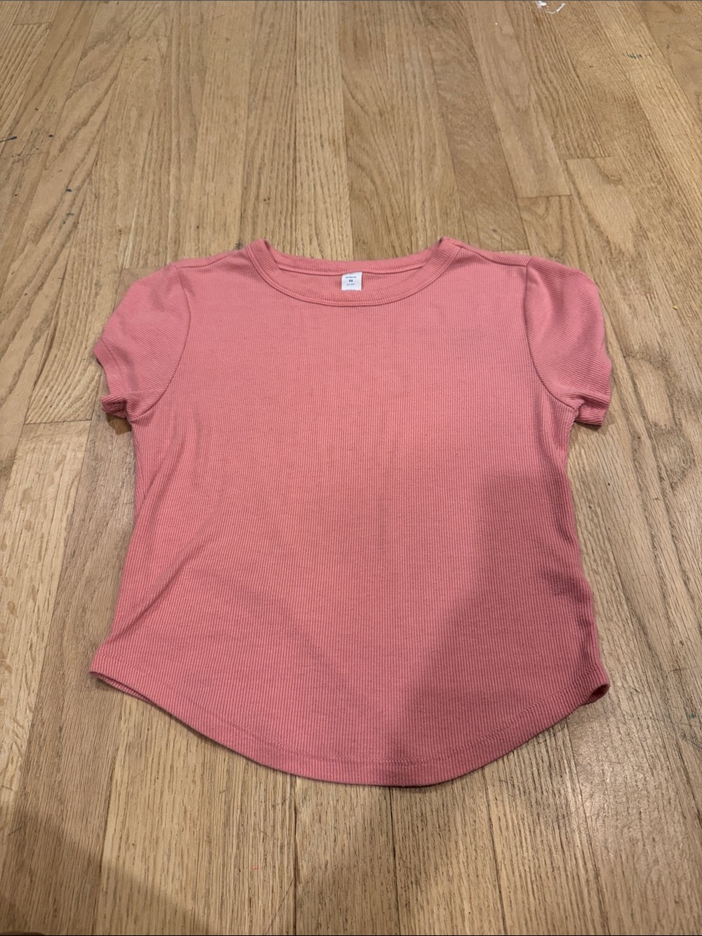 Old Navy Women’s Ribbed Coral Pink Short-Sleeve Crop Top